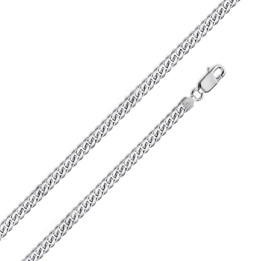 '3.5 MM Miami Cuban' In Sterling Silver, Rhodium Plated