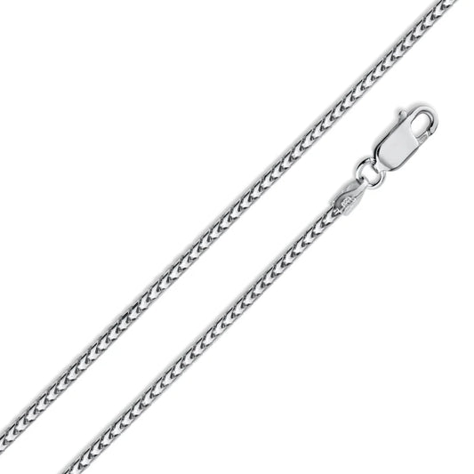 '1.5 MM Plain Franco' In Sterling Silver, Rhodium Plated