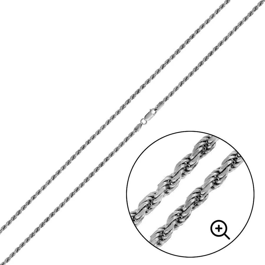 '1.5 MM Rope' In Sterling Silver, Rhodium Plated
