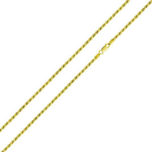 '2 MM Rope' In Sterling Silver, Gold Plated