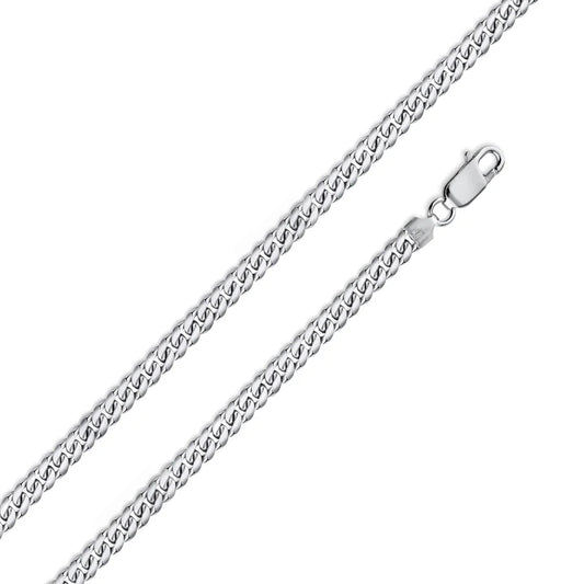 '3.5 MM Miami Cuban' In Sterling Silver, Rhodium Plated