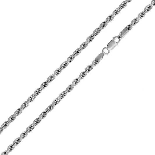 '3.5 MM Rope' In Sterling Silver, Rhodium Plated