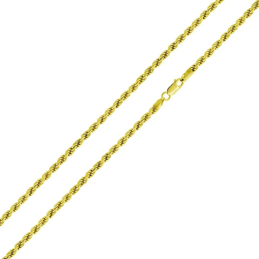 '3 MM Rope' In Sterling Silver, Gold Plated