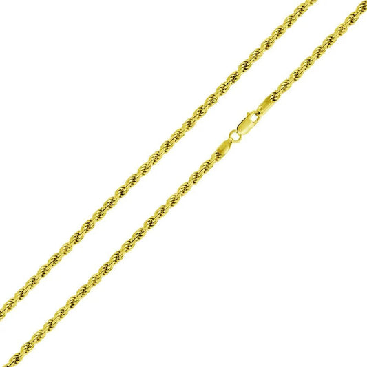 '3 MM Rope' In Sterling Silver, Gold Plated