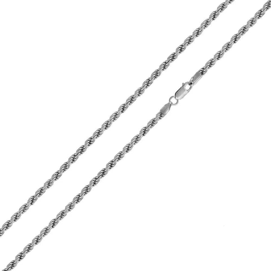 '3 MM Rope' In Sterling Silver, Rhodium Plated