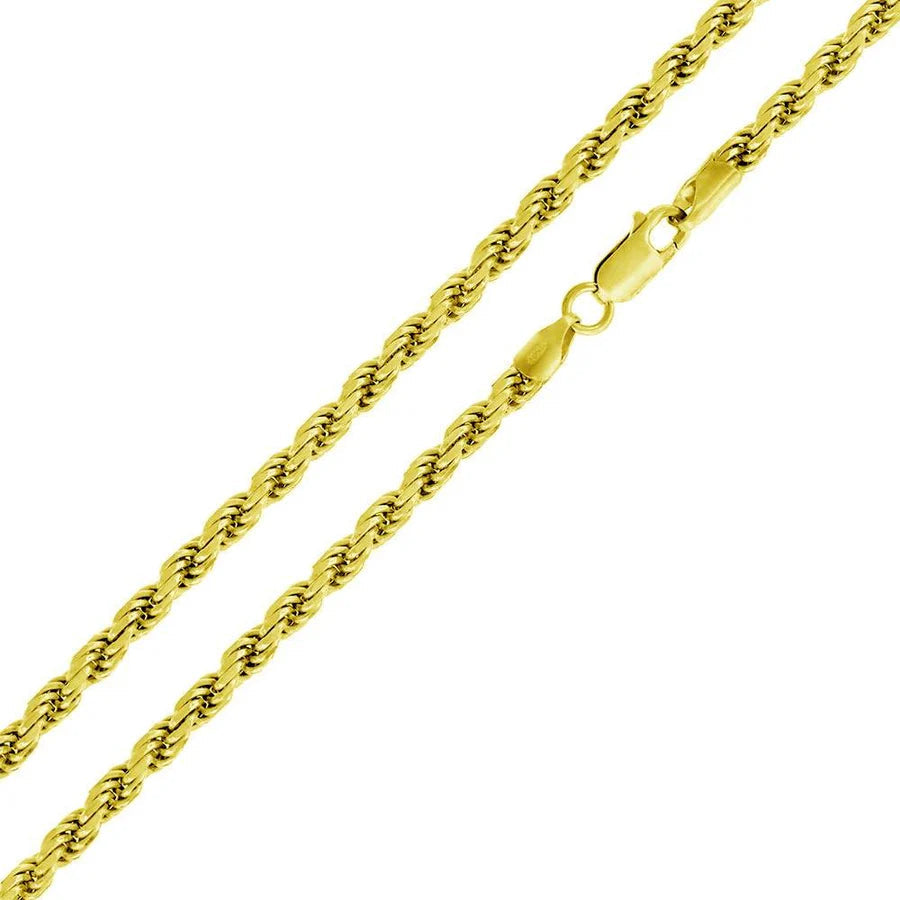 '4.5 MM Rope' In Sterling Silver, Gold Plated