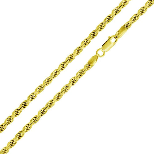 '4.5 MM Rope' In Sterling Silver, Gold Plated