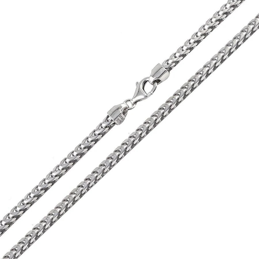 '4 MM Plain Franco' In Sterling Silver, Rhodium Plated