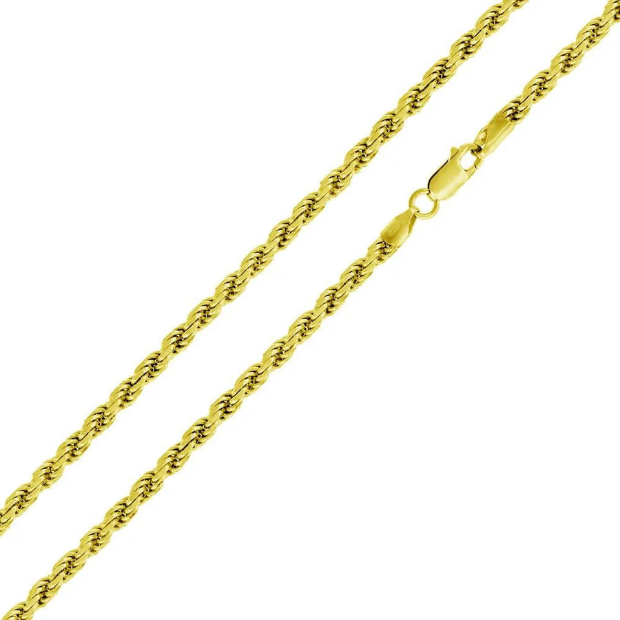 '4 MM Rope' In Sterling Silver, Gold Plated