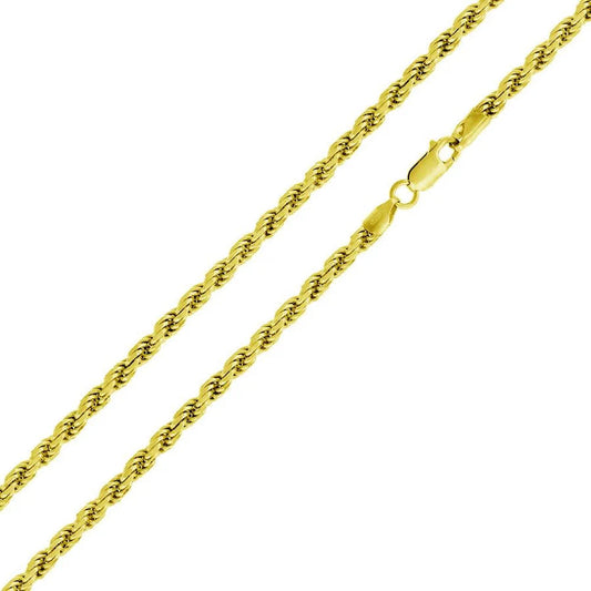 '4 MM Rope' In Sterling Silver, Gold Plated