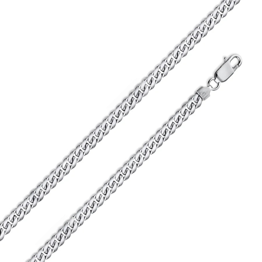 '4 MM Miami Cuban' In Sterling Silver, Rhodium Plated