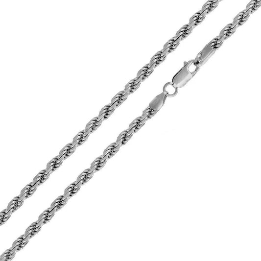'5 MM Rope' In Sterling Silver, Rhodium Plated
