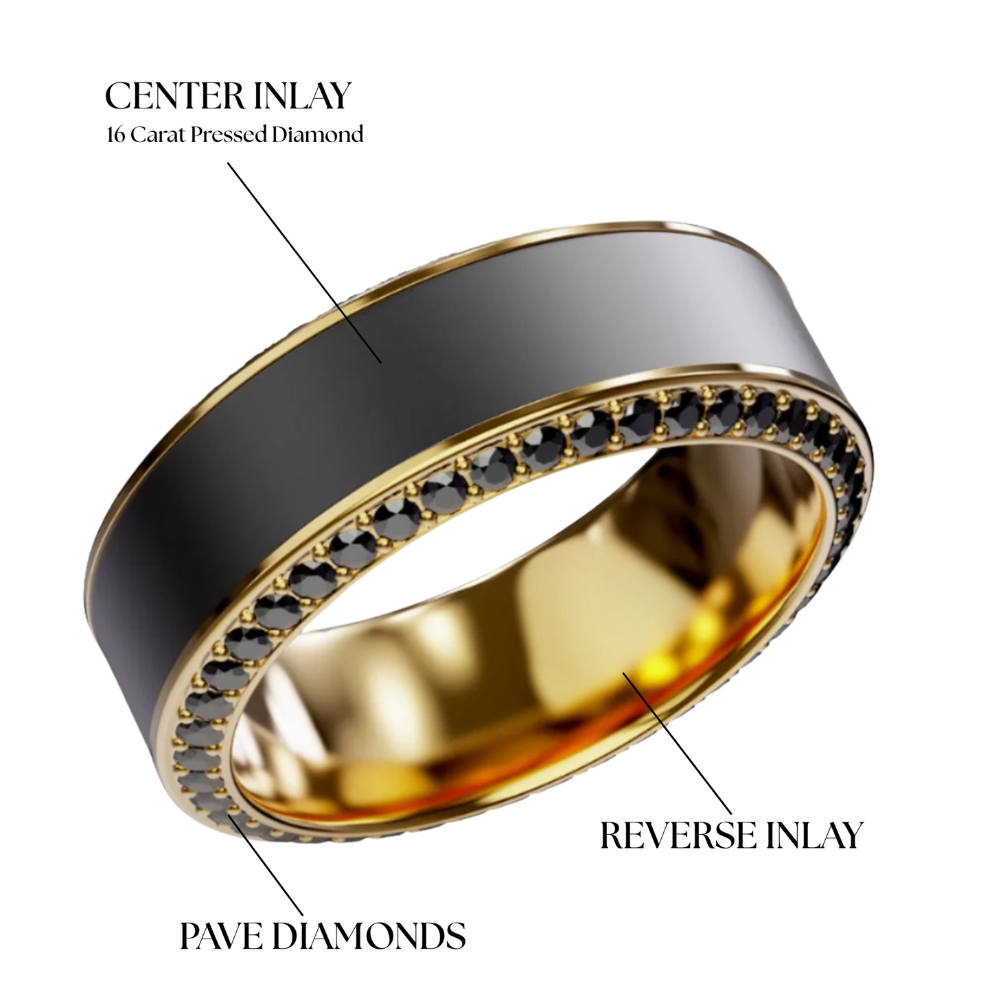 'The Double Diamond' In Yellow Gold, Black Pave Diamonds