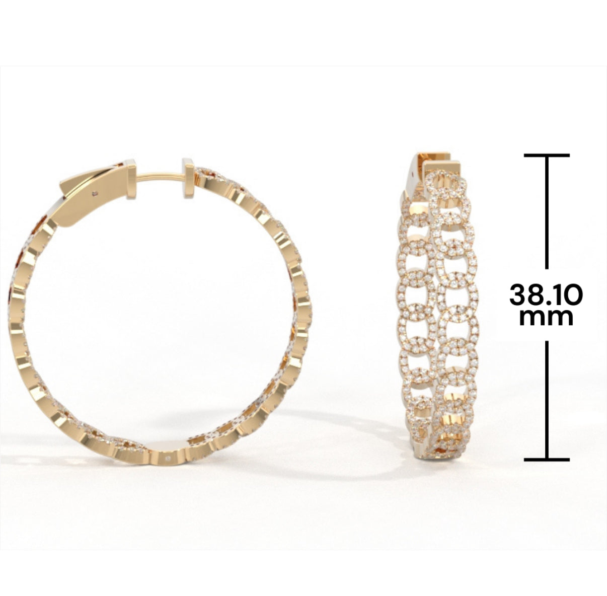 'The Link' Pave Set Diamond Inside-Out Hoop Earring