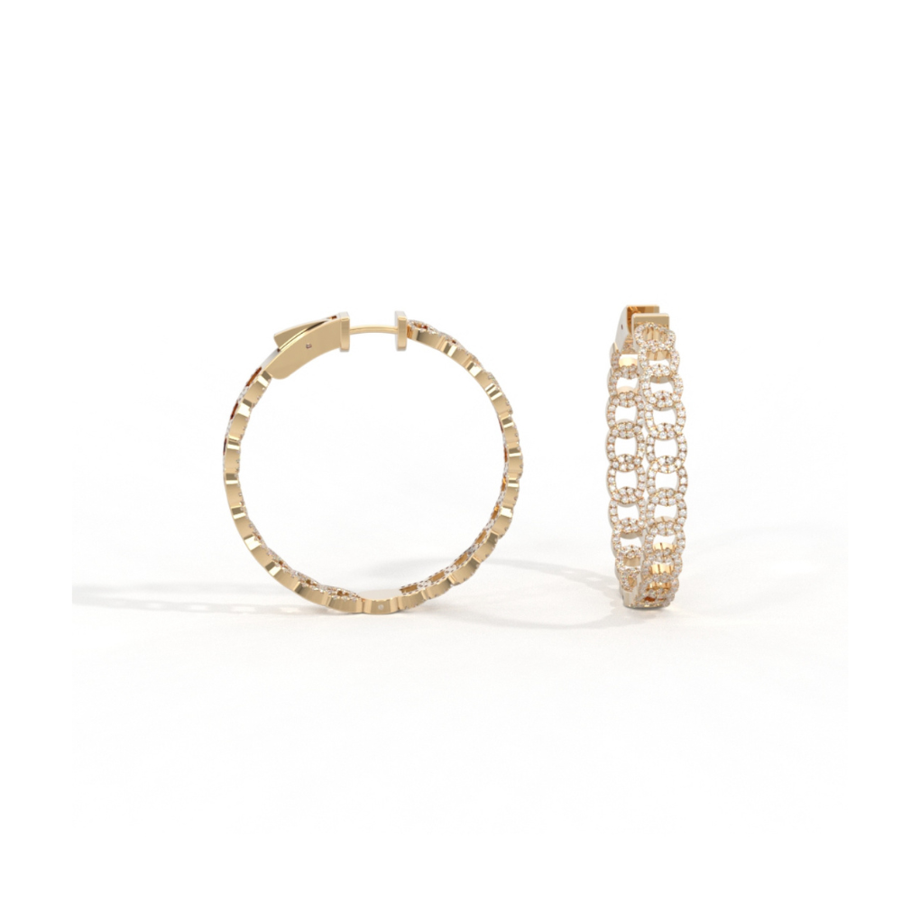 'The Link' Pave Set Diamond Inside-Out Hoop Earring