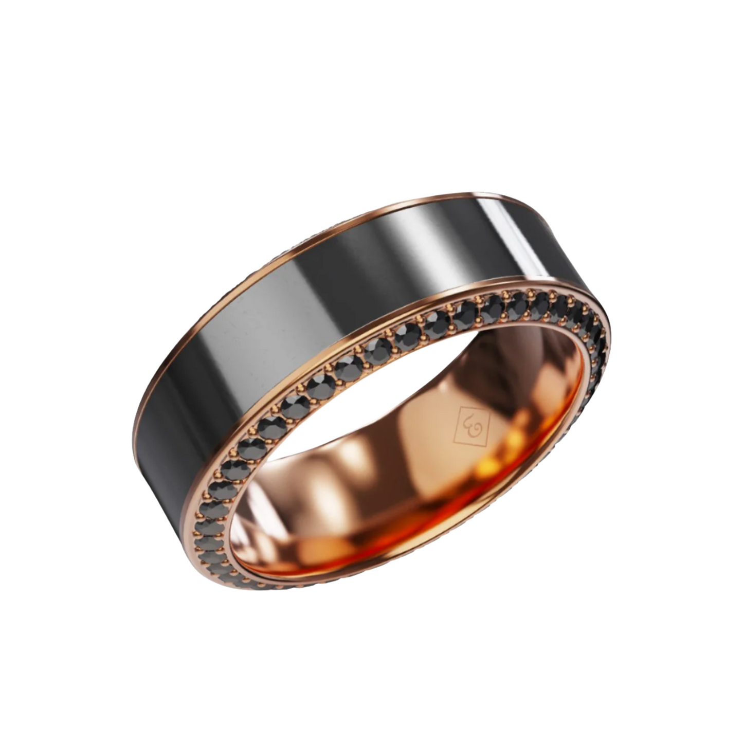 'The Double Diamond' In Rose Gold, Black Pave Diamonds