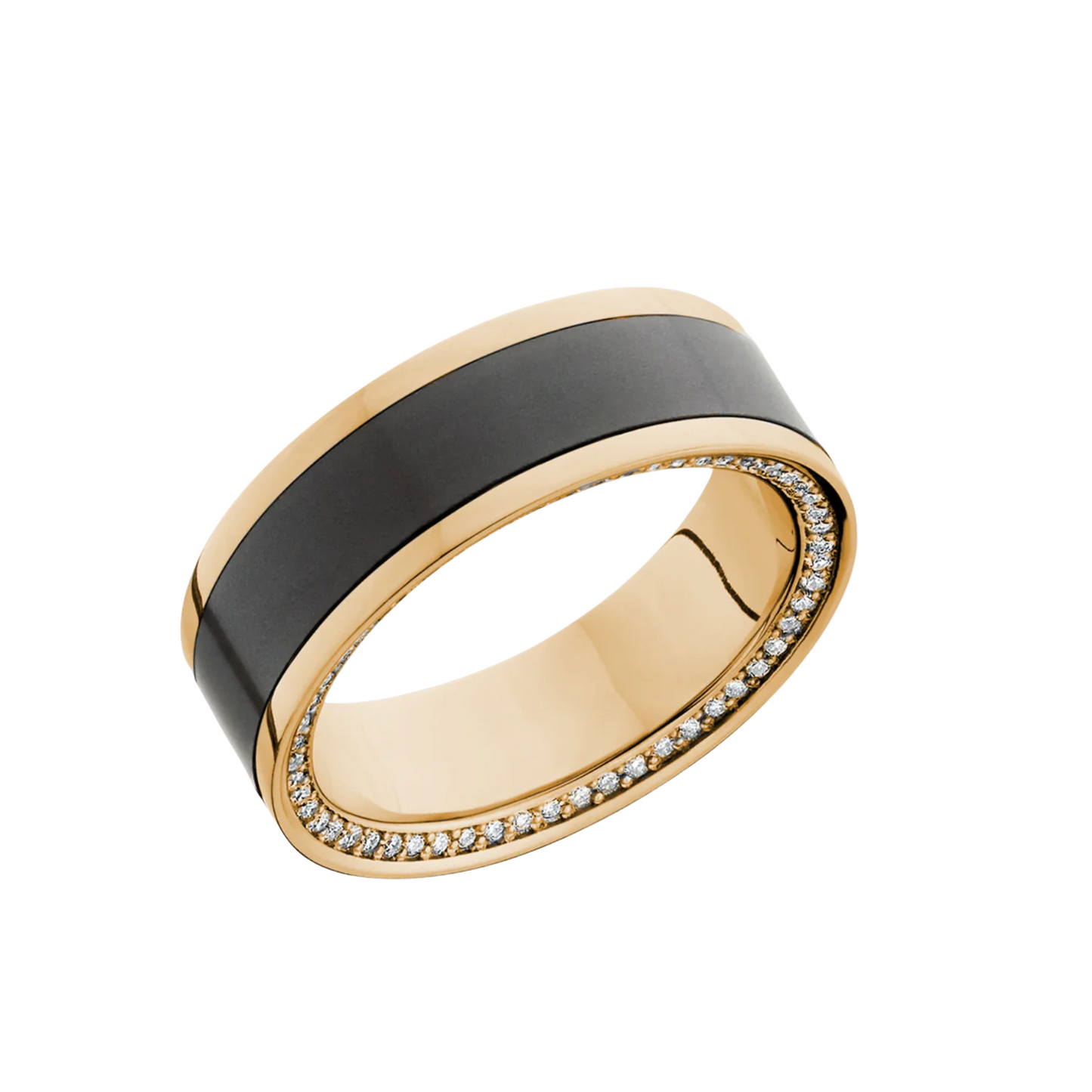 'The Double Diamond' In Yellow Gold, Reverse White Pave Diamonds