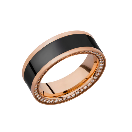 'The Double Diamond' In Rose Gold, Reverse White Pave Diamonds