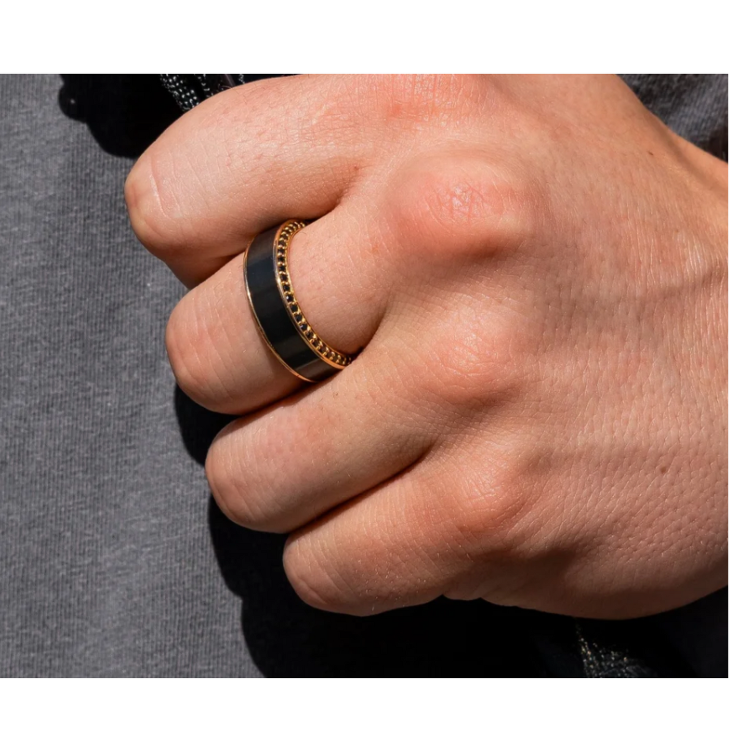 'The Double Diamond' In Yellow Gold, Black Pave Diamonds