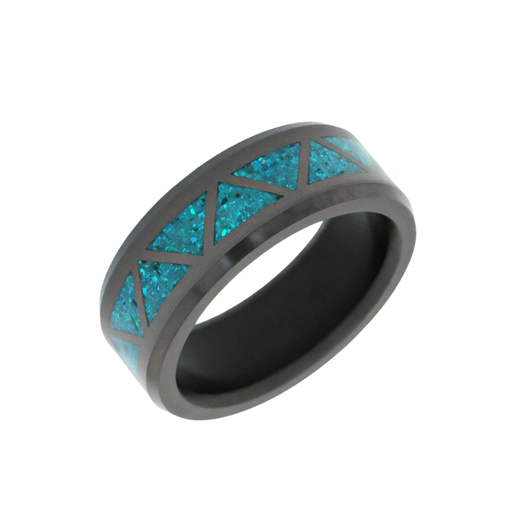 'The Inlay' With Blue Opal, Triangle Pattern