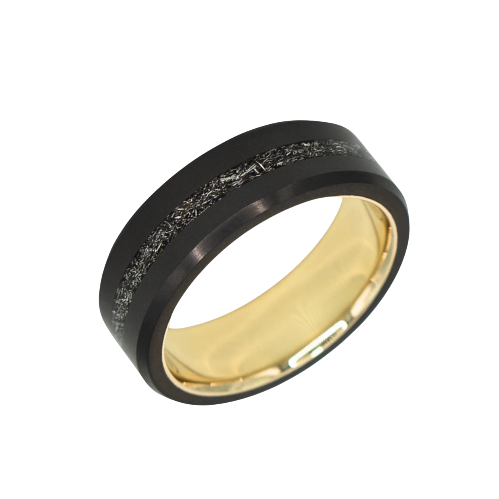 'The Sleeve' In Yellow Gold With Meteorite Inlay, Centered