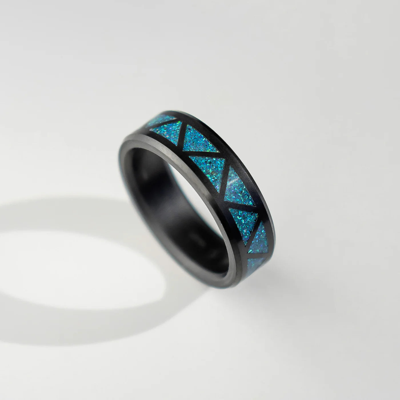 'The Inlay' With Blue Opal, Triangle Pattern